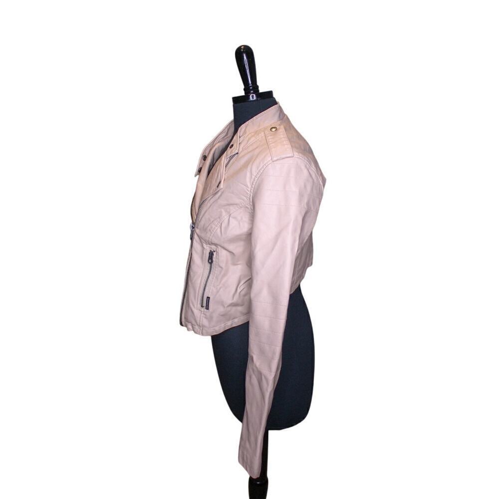 Members Only Pale Pink Moto Jacket Faux Leather Ballet Pink Soft Girl - Picture 2 of 6